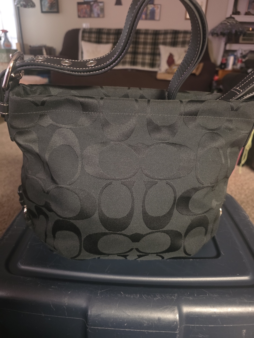 Coach Black Signature Soho Bag Or 24cm Bag with Leather Handles